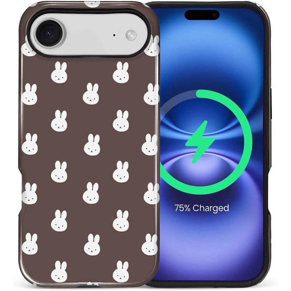 for iPhone 17 Air Case, Compatible with MagSafe, Dual-Layer Hard Shell, Silicone Cover, Full Body Protection Shockproof Case for iPhone 17 Air-Cute Rabbit Bunny Art
