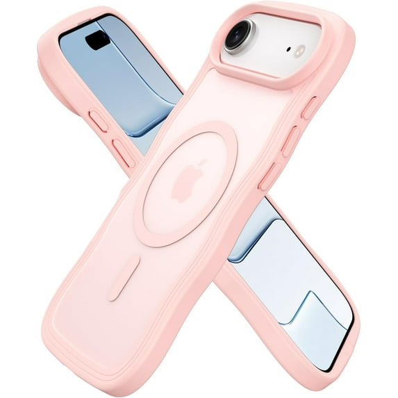 for iPhone 17 Air Case, (Compatible with Magsafe) Curly Wavy Frame Hard Translucent Matte Clear Back Cover for Women Men TPU Bumper Shockproof Phone Case