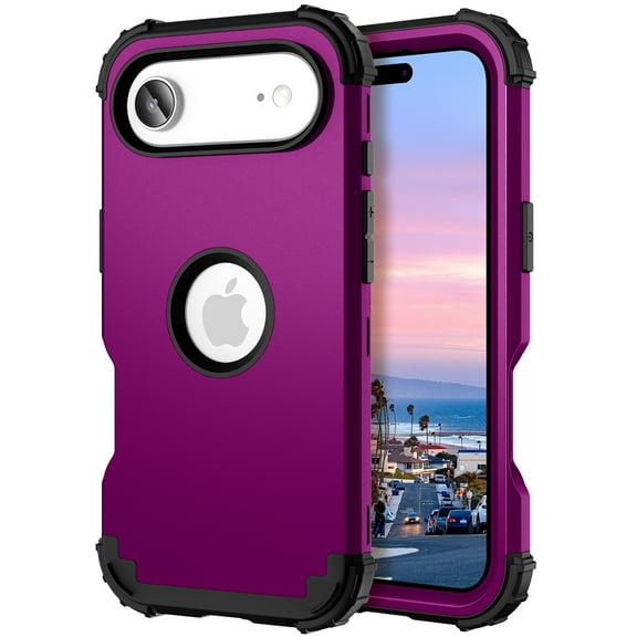 for iPhone Air Case, Heavy Duty Military Grade Drop Protection Hybrid Cover, Rugged Shockproof Dustproof Triple-Layers Protective Tough Phone Case for iPhone Air, Purple