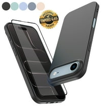 For iPhone 17 Air Case with Screen Protector, Tekcoo Liquid Silicone Military-Grade Protection Shockproof Rugged Soft Gel Rubber Slim Cell Phone Case Cover for iPhone 17 Air 6.5", Black
