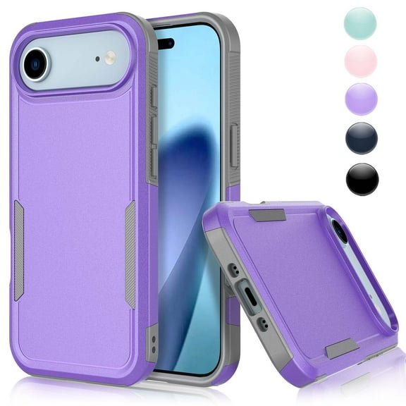 iPhone 17 Air Case,Sturdy Phone Case for Apple 17 Air 2025 6.5 inch,Njjex Shockproof Protection Heavy Duty Armor Hard Plastic & Rubber Rugged Bumper 2-in-1 Case Cover-Purple