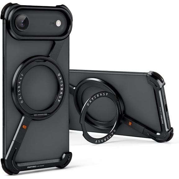 For iPhone 17 Air Frameless Phone Case, 360 Rotation Kickstand Aluminum Metal Bumper Z Case, Protective Shock Grade Shell for iPhone Air 6.5 inch 2025