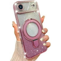for iPhone 17 Air Magnetic Glitter Case [Compatible with MagSafe] Women Girls Bling Rhinestone Case with Stand Luxury Diamond Camera Protection Shockproof Case for iPhone 17 Air