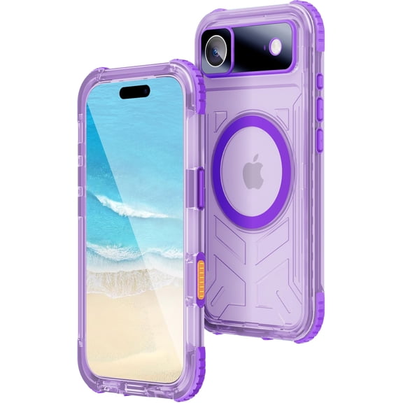 For iPhone 17 Air Waterproof Case, [Fit for Magsafe] with Sapphire Lens & Screen Protector, IP68 Full Body 15FT Military Shockproof, Magnetic Frosted Phone Cover with Lanyard, 6.5"