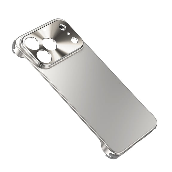 For iPhone 17 Borderless Phone Case,Non-Slip Ultra Slim Rugged Hard PC+Metal,Shockproof Anti-fall Protection Lightweight Thin Fit Durable Rugged Frameless Phone Case,Titanium