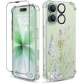 thumbnail image 1 of for iPhone 17 Case,[3 in 1] with Screen Protector & Camera Lens Protector, Flower Pattern Design,Clear Soft Shockproof Slim Floral Phone Cover for Women Girls 2025 6.3" (Foxtail Grass), 1 of 13