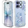 thumbnail image 1 of for iPhone 17 Case,[3 in 1] with Screen Protector & Camera Lens Protector, Flower Pattern Design,Clear Soft Shockproof Slim Floral Phone Cover for Women Girls 2025 6.3"(Magnolia/Blue), 1 of 13