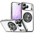 thumbnail image 1 of For iPhone 17 Case with 360°Spin Magnetic Kickstand [Built in Camera Lens Protector], Hybrid Tranparent TPU Rubber Plating Shockproof Phone Slim Case For iPhone 17,Black, 1 of 9
