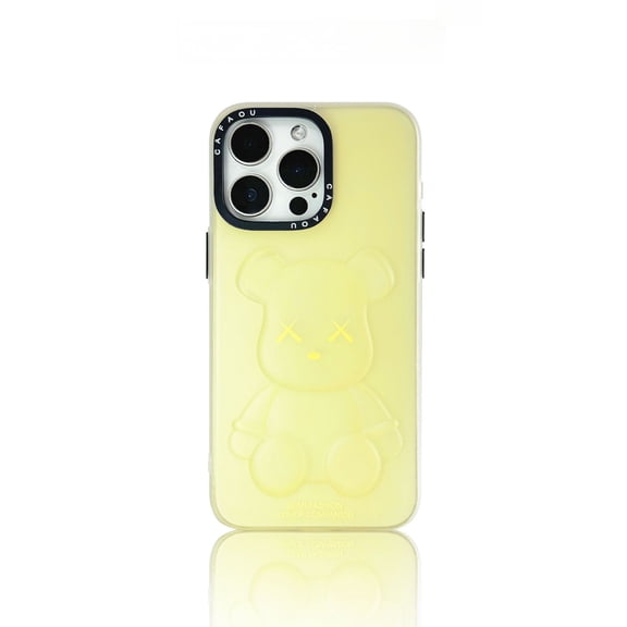 For iPhone 17 Case, 3D Bear with Transparent Gradient Phone Case, Stylish and Cute Protective Cover with Precise Cutouts, Shockproof for Daily Safety, White/Pink/Blue/Green