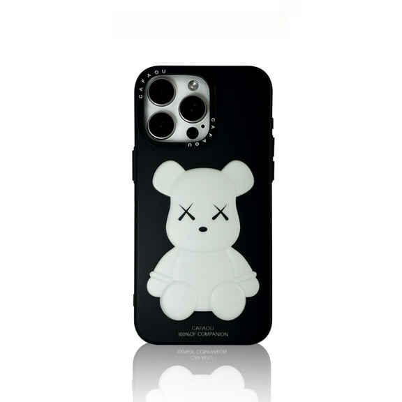 For iPhone 17 Case, 3D Cute Bear Design Phone Case, Stylish and Protective Cover Compatible with Precise Cutouts, Shock-Absorbing and Anti-Slip Silicone Shell,  White/Black/Brown