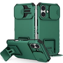for iPhone 17 Case with Camera Lens Slide Protection, Armour Silicone TPU Bumper Tough PC Cover Kickstand, Military Shockproof Absorption Case for iPhone 17,
Darkgreen