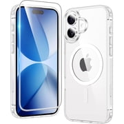 for iPhone 17 Case Clear Magnetic Transparent Phone Cases with Screen Protector Slim Anti Yellowing Military Grade Drop Protection Rugged Shockproof Protective Cell Phone Cover