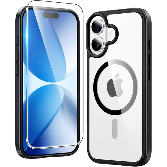 for iPhone 17 Case Clear: Magnetic Transparent Phone Cases with Screen Protector Slim Anti Yellowing Military Grade Drop Protection Rugged Shockproof Protective Cell Phone Cover