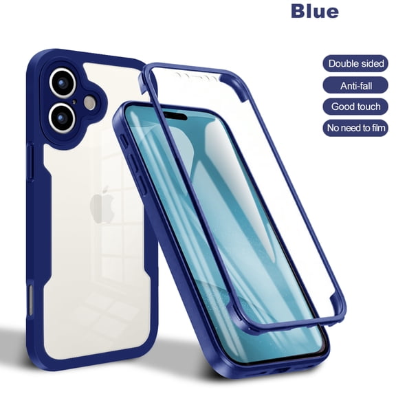 For iPhone 17 Case Compatible with MagSafe, Built-in Screen Protector [Support Fingerprint ID & Wireless Charger] Full-Body Slim Style Clear Soft Magnetic Phone Case,Blue