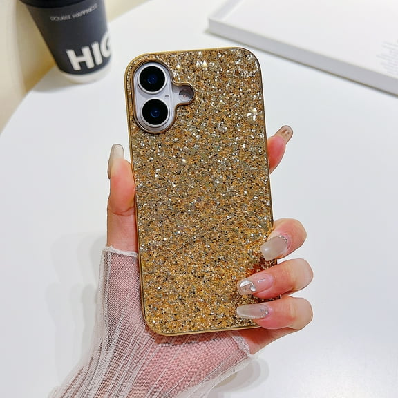 for iPhone 17 Case, Glitter Sparkle Bling Shiny Diamond Slim Shockproof Soft TPU Silicone Anti-Slip Protective Case Cover for Women Girls for iPhone 17, Gold