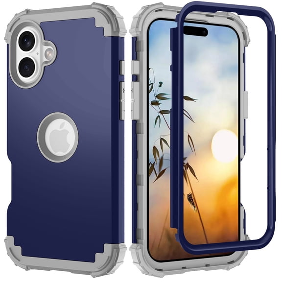 for iPhone 17 Case, Heavy Duty Military Grade Drop Protection Hybrid Cover, Rugged Shockproof Dustproof Triple-Layers Tough Phone Case for iPhone 17, Darkblue