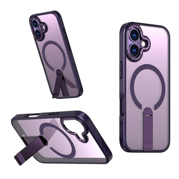 for iPhone 17 Case with Kickstand, Support Wireless Charging, Compatible with Magsafe, Military-Grade Protection Shockproof Slim Fit Bracket Back Case for iPhone 17, Purple