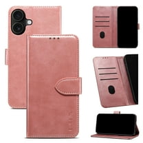 for iPhone 17 Case, Mantto Phone Case Wallet Case Folio Book Style Magnetic Buckle with Credit Card / ID Slots Holder & Cash Pokcet [Stand] Cover for iPhone 17 - Rosegold