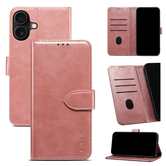 for iPhone 17 Case, Mantto Phone Case Wallet Case Folio Book Style Magnetic Buckle with Credit Card / ID Slots Holder & Cash Pokcet [Stand] Cover for iPhone 17 - Rosegold