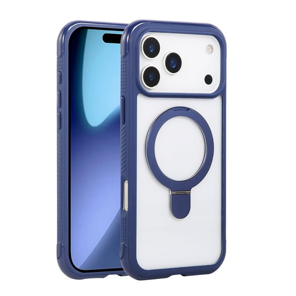 for iPhone 17 Case with Stand, Built-In 360° Rotation Ring Kickstand, Compatible with MagSafe, Luxury Ultra Slim Drop Protective Lightweight Non-Slip Bumper Frame Phone Cover, Royalblue