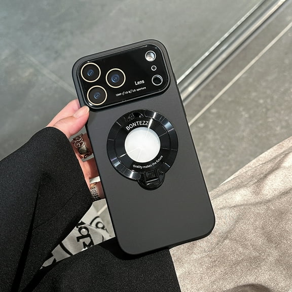 for iPhone 17 Case with Stand, Camera Lens Cover Compatible with MagSafe, Military-Grade Drop Protection Magnetic Phone Case for iPhone 17, Scratch-Resistant Back Cover,Black