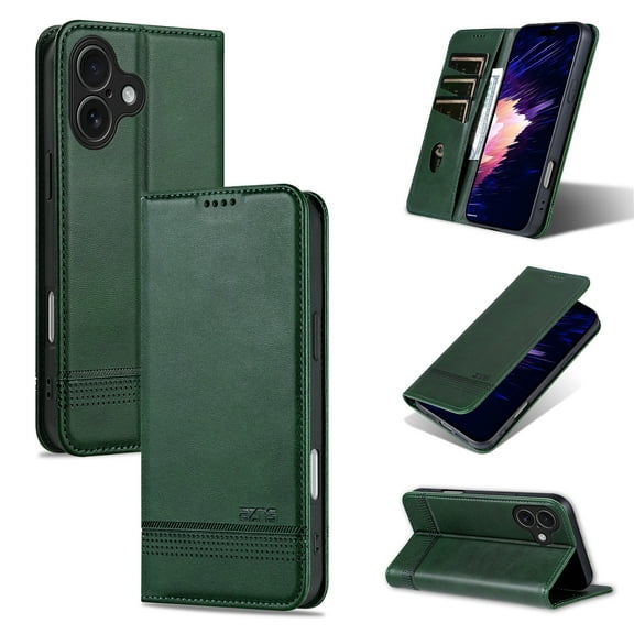 For iPhone 17 Case Wallet, Allytechgroup PU Leather Cards Slots Flip Cover Stand Anti-Scratch Shockproof Protective Magnetic Phone Case Shell for Apple iPhone 17, Darkgreen