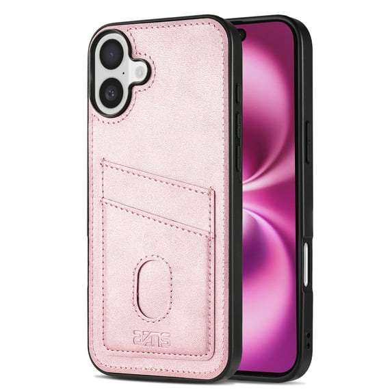 for iPhone 17 Case Wallet with Credit Card Holder Pocket Protective Shockproof Anti-Scratch Soft PU Leather Crafted Heavy Duty Protection Cover for iPhone 17,Pink