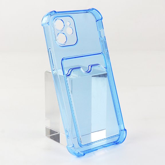 For iPhone 17 Case,Wallet Phone Case Upgrade Slim Fit Card Slot Transparent Crystal Case Protective Soft TPU Shockproof Case with Card Holder for iPhone 17,Blue