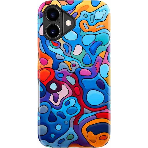 for iPhone 17 Case - Wireless Charging Compatible - Dual-Layer Hard Shell + Silicone Cover - Shockproof Protective Phone Case with Stylish Designs for Women - Colorful Abstractions