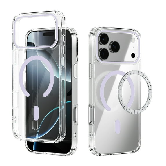 For iPhone 17 Clear Case, Allytechgroup Hard PC Rugged Cover Compatible with Magsafe Anti-Scratch Lightweight Not-Yellowing Transparent Shell Cover for Apple iPhone 17, Purple