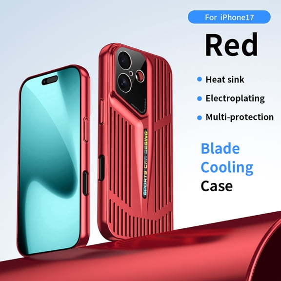 for iPhone 17 Hard PC Case, Breathable Heat Dissipation Back Cover, Heat Dissipation Shockproof Drop Protective Ultra Slim Lightweight Phone Case Cover for iPhone 17, Red