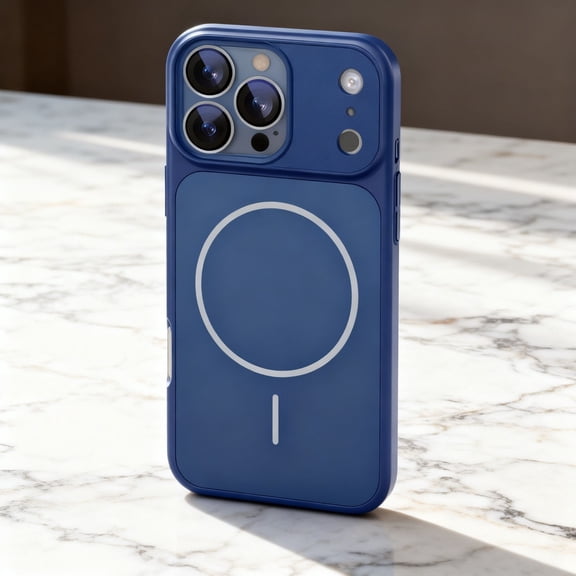 for iPhone 17 Magnetic Case, Built-in Camera Lens Protector, Slim Hard PC Silicone Bumper Shockproof Protective Phone Cover for iPhone 17 Compatible with Mag-Safe, Darkblue