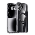 thumbnail image 1 of For iPhone 17 Magnetic Clear Case, [Compatible with MagSafe] Slim Transparent Shockproof Cover with 360° Rotatable Metal Ring Stand TPU + Hard PC Protective Case,Black, 1 of 12