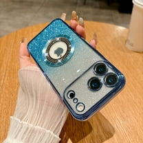 for iPhone 17 Magnetic Glitter Card Clear Case Compatible with MagSafe, Drop Protection Slim Shockproof Case with Camera Lens Protector Plating Bling Cover for iPhone 17, Blue