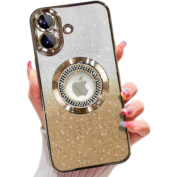 For iPhone 17 Magnetic Glitter Case Compatible with MagSafe,Full Protection Slim Shockproof Anti-Scratch Case with Camera Lens Protector Plating Bling Dust-Proof Net for Women