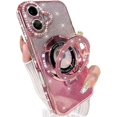 thumbnail image 1 of for iPhone 17 Magnetic Kickstand Case, [Compatible with Magsafe] Shockproof Cute Bling Glitter Diamond Rhinestone Ring Holder Camera Protector Soft Cover for Girls Woman for iPhone 17, Pink, 1 of 9