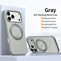 For iPhone 17 Magnetic Phone Case,360° Rotatable Ring Kickstand,Anti-fingerprint Matte Translucent Back,Compatible with Mag-Safe,Ultra Slim Shockproof Anti-fall Thin Fit Phone Case,Gray