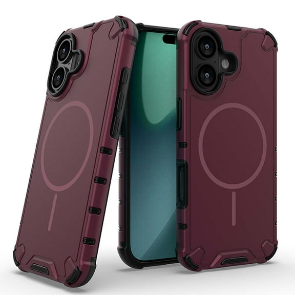 For iPhone 17 Magnetic Phone Case,Compatible with Mag-Safe,Dropproof Heavy Duty,Military-Grade Drop Protection,Shockproof Anti-fall Tough Rugged Phone Case Cover,Plum