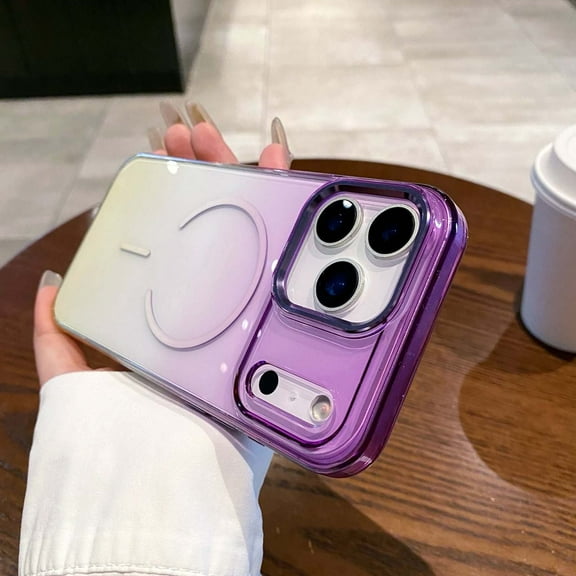 For iPhone 17 Magnetic Phone Case,Cute Gradient Two-color Clear Back Design,Compatible with Mag-Safe,Ultra Slim Anti-Scratch Shockproof Protection Rugged Thin Fit Phone Case,Purple