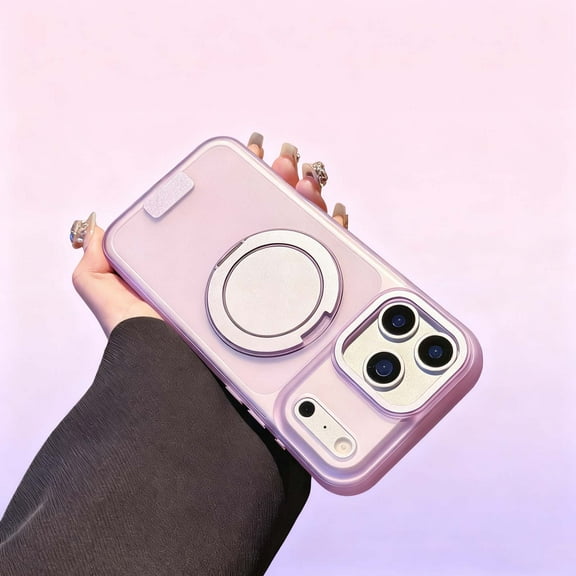 For iPhone 17 Magnetic Phone Case,With 360° Rotatable Ring Kickstand,Compatible with Mag-Safe,Matte Translucent Back Design,Ultra Slim Shockproof Rugged Anti-fall Phone Case,Purple