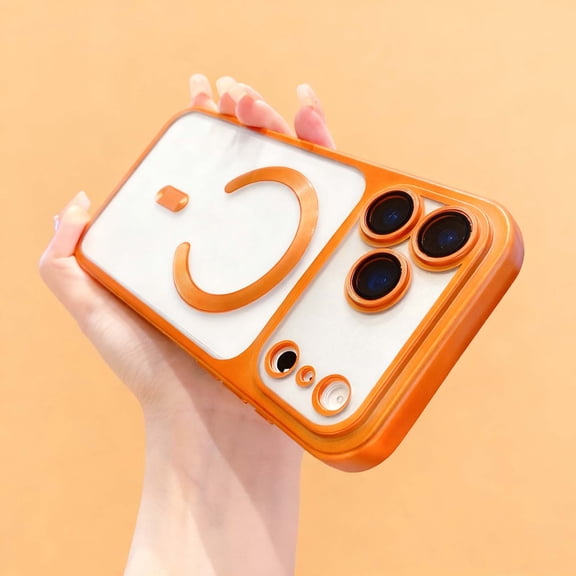 For iPhone 17 Phone Case,Built-in Camera Lens Protector,Compatible with Mag-Safe,Matte Anti-fingerprint Translucent,Shape like iPhone 17 Pro,TPU Shockproof Anti-fall Phone Case,Orange
