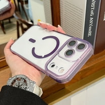 For iPhone 17 Phone Case,Compatible with Mag-Safe,Clear Transparent Back,Luxury Bling Glitter Bumper Design,Shockproof Ultra Slim Anti-fall Protection Rugged Phone Case,Purple