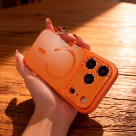 For iPhone 17 Phone Case,Compatible with Mag-safe,Gradient Back Design,Ultra Slim Anti-fall Shockproof Drop Protection,Luxury Glossy Thin Fit Durable Rugged Phone Case Cover,Orange