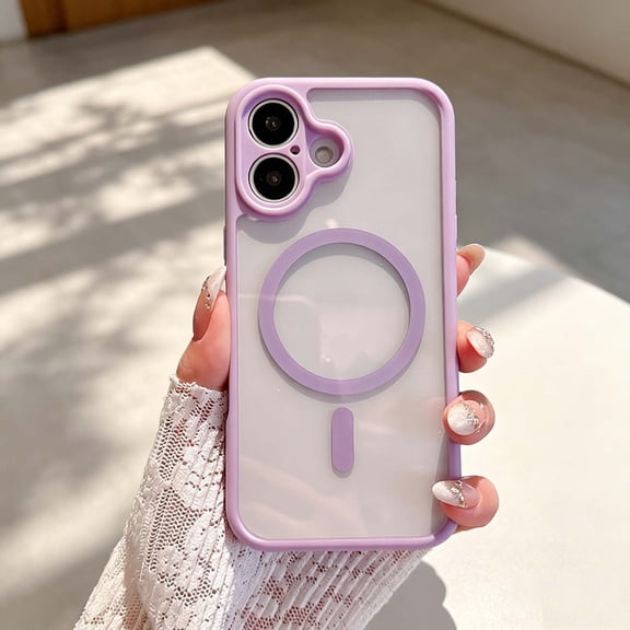 For iPhone 17 Phone Case,Full Camera Protection,Compatible with Mag-Safe,Crystal Transparent Back,Non-Slip PC + TPU Hybrid Shokcproof Anti-Scratch Thin Fit Rugged Phone Case,Purple