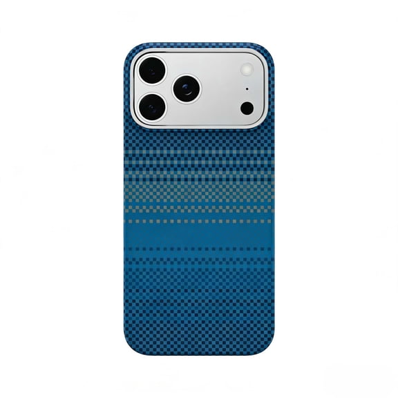 For iPhone 17 Phone Case,Gradient Fiber Pattern Back Design,Compatible with Mag-Safe,PC + TPU Hybrid Non-slip Shockproof Anti-fall Drop Protection,Ultra Slim Phone Case,Darkblue