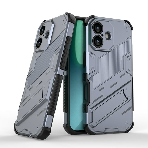 For iPhone 17 Phone Case: Military Grade Drop Proof Protection Mobile Cover with Kickstand | Matte Textured Rugged Shockproof Grip Anti-Slip Edge Phone Case For iPhone 17,Gray