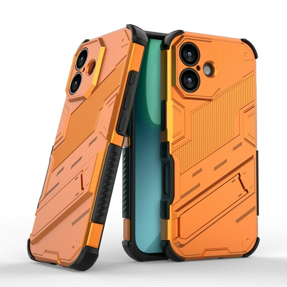 For iPhone 17 Phone Case: Military Grade Drop Proof Protection Mobile Cover with Kickstand | Matte Textured Rugged Shockproof Grip Anti-Slip Edge Phone Case For iPhone 17,Orange