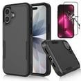 thumbnail image 1 of For iPhone 17 Phone Case, with Tempered Glass Screen Protector, Heavy Duty Rugged Shockproof Full Body Protection Sturdy Durable Cover Cute Bumper for Apple iPhone 17 5G -Black, 1 of 7