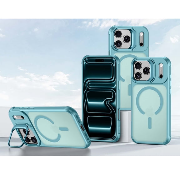 For iPhone 17 Phone Case,With Invisible Lens Ring Kickstand,Compatible with Mag-Safe,Anti-fall Drop Protection,Shockproof Ultra Slim Classic Hybrid Thin Fit Phone Case Cover,Mint