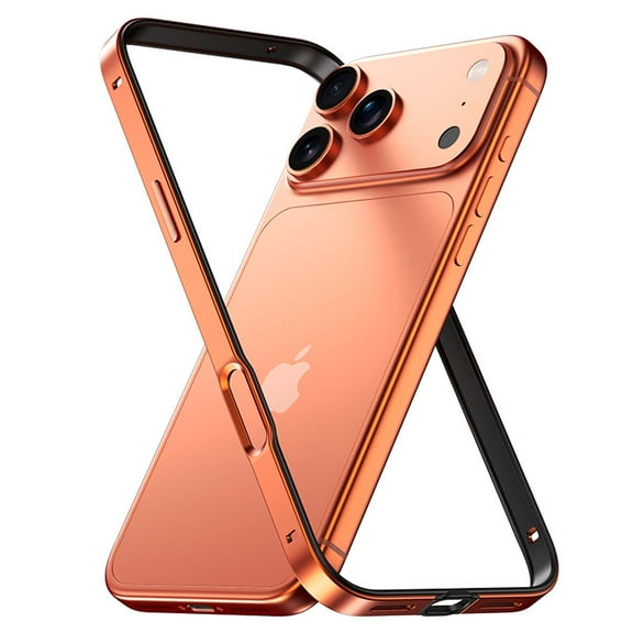for iPhone 17 Pro Aluminum Alloy Metal Bumper Frame, No Back Design Compatible with MagSafe, Backless Slim Fit Excellent Heat Dissipation 4 Corner Raised Shockproof, Orange